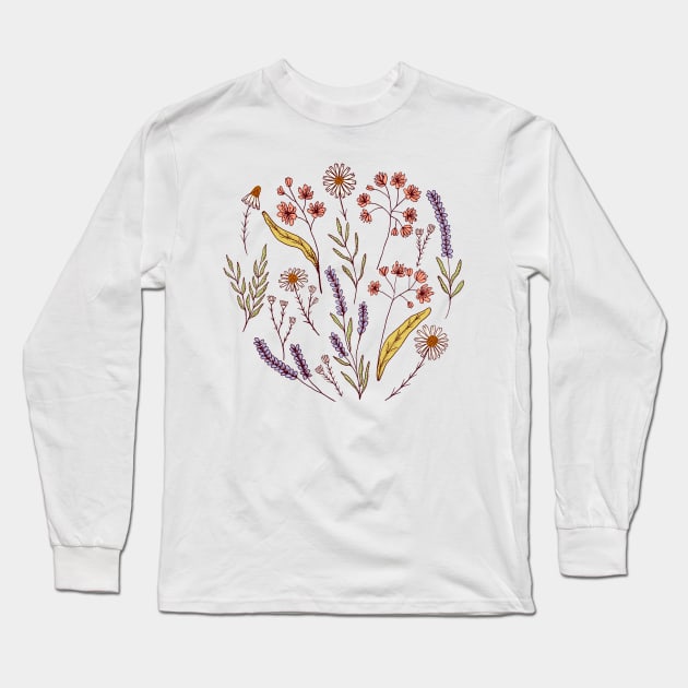 Bedtime tea calming herbs in pink Long Sleeve T-Shirt by Natalisa